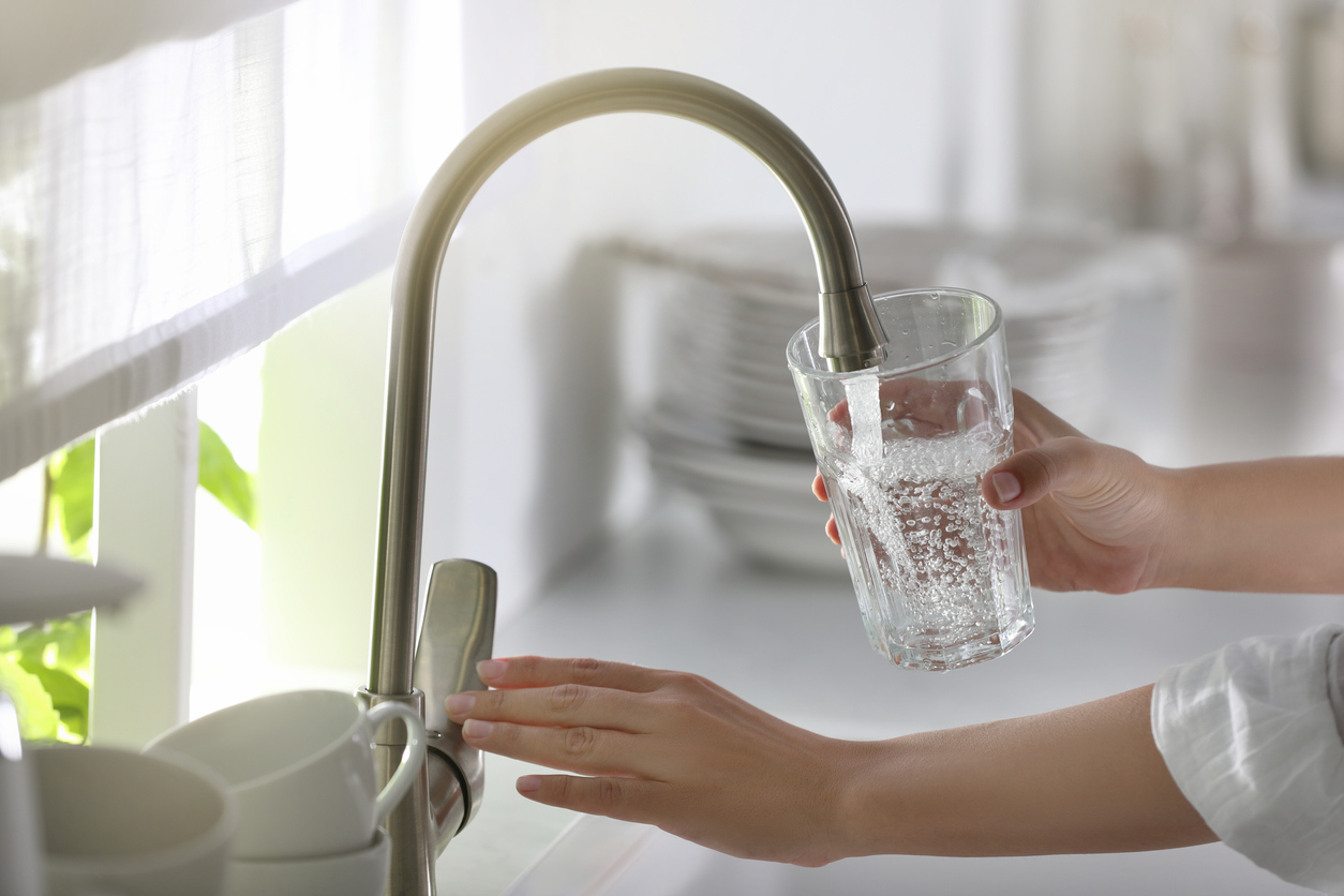 water flowing from faucet